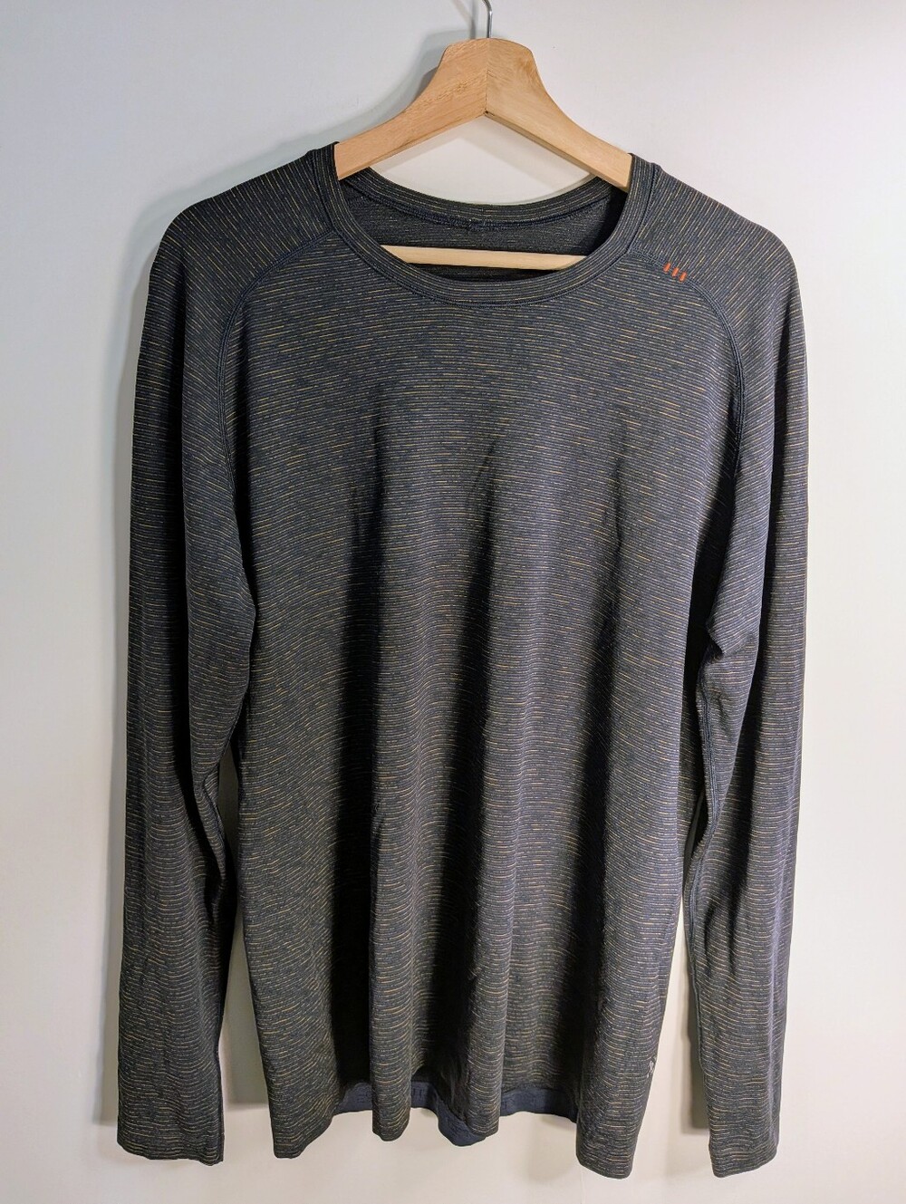Lululemon Metal Vent Tech Long Sleeve Navy Orange Stripe Training Shirt